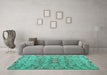 Machine Washable Abstract Turquoise Modern Area Rugs in a Living Room,, wshabs4425turq