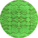 Round Machine Washable Abstract Green Modern Area Rugs, wshabs4425grn