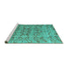 Sideview of Machine Washable Abstract Turquoise Modern Area Rugs, wshabs4425turq