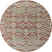 Round Abstract Dark Gold Brown Modern Rug, abs4425