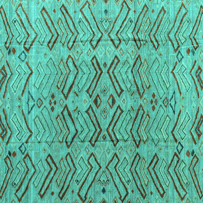 Square Machine Washable Abstract Turquoise Modern Area Rugs, wshabs4425turq