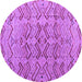 Round Machine Washable Abstract Purple Modern Area Rugs, wshabs4425pur