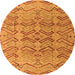 Round Machine Washable Abstract Orange Modern Area Rugs, wshabs4425org