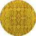 Round Machine Washable Abstract Yellow Modern Rug, wshabs4425yw