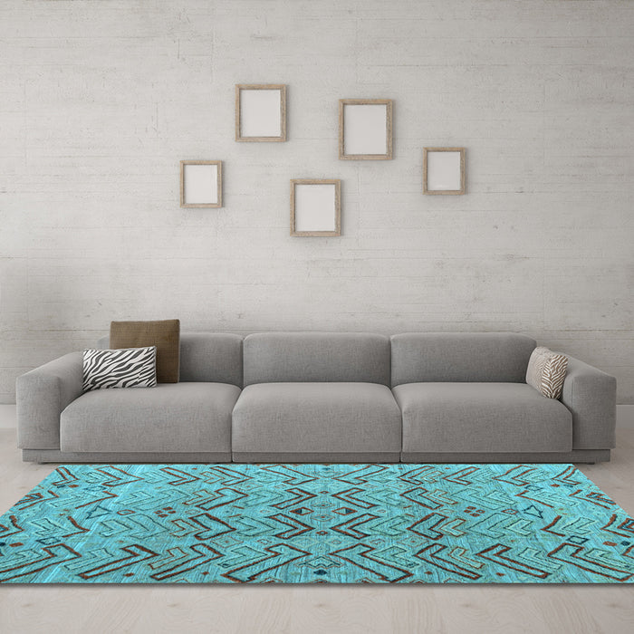 Machine Washable Abstract Light Blue Modern Rug in a Living Room, wshabs4425lblu