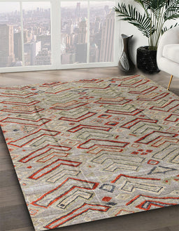 Machine Washable Abstract Dark Gold Brown Rug in a Family Room, wshabs4425