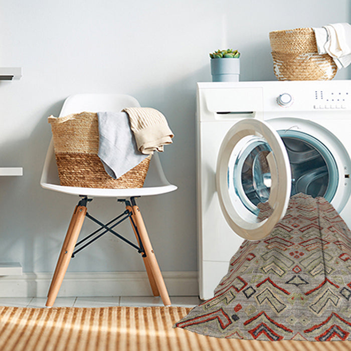 Machine Washable Abstract Dark Gold Brown Rug in a Washing Machine, wshabs4425