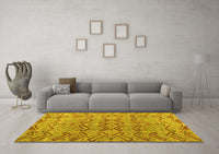 Machine Washable Abstract Yellow Modern Rug, wshabs4425yw