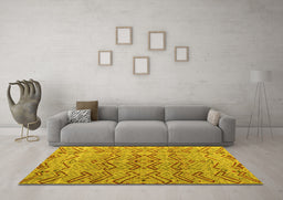 Machine Washable Abstract Yellow Modern Rug in a Living Room, wshabs4425yw