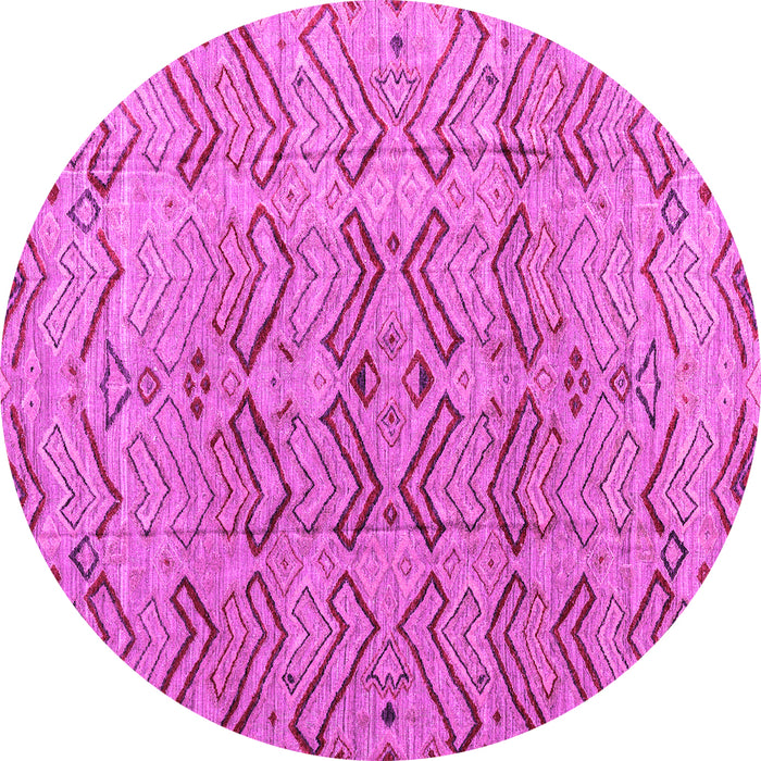Round Machine Washable Abstract Pink Modern Rug, wshabs4425pnk