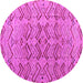 Round Machine Washable Abstract Pink Modern Rug, wshabs4425pnk