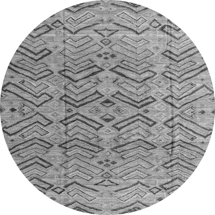 Round Machine Washable Abstract Gray Modern Rug, wshabs4425gry