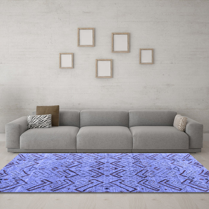 Machine Washable Abstract Blue Modern Rug in a Living Room, wshabs4425blu