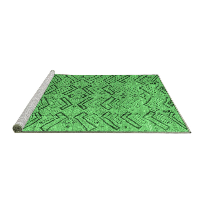 Sideview of Machine Washable Abstract Emerald Green Modern Area Rugs, wshabs4425emgrn