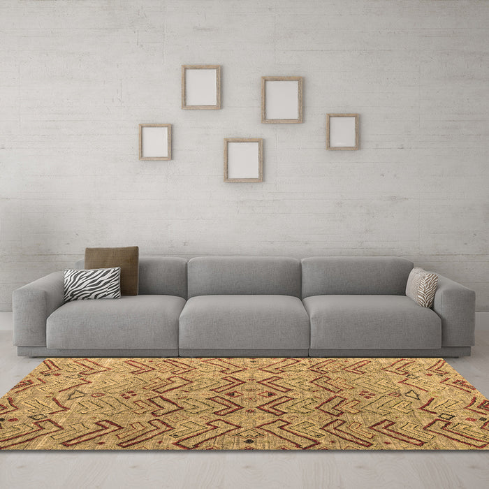 Machine Washable Abstract Brown Modern Rug in a Living Room,, wshabs4425brn