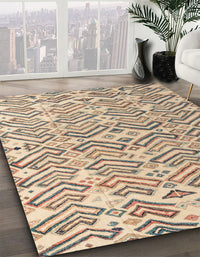 Abstract Dark Almond Brown Modern Rug, abs4426