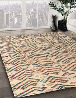 Abstract Dark Almond Brown Modern Rug in Family Room, abs4426