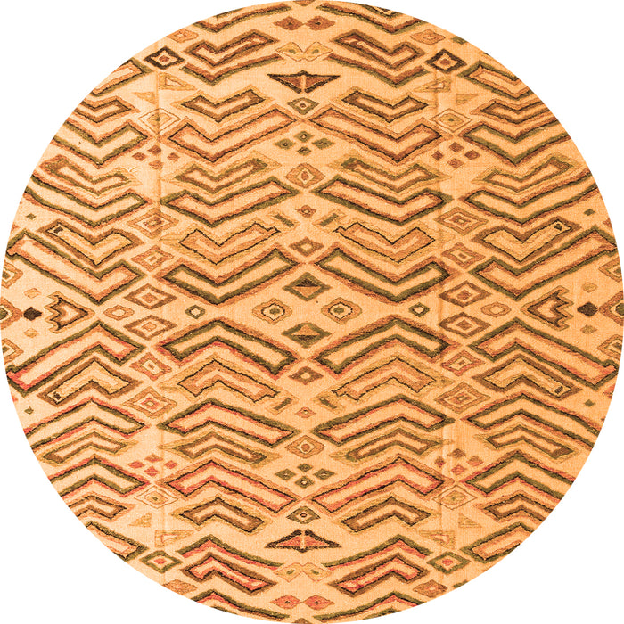 Round Machine Washable Abstract Orange Modern Area Rugs, wshabs4426org