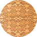 Round Machine Washable Abstract Orange Modern Area Rugs, wshabs4426org