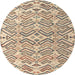 Round Abstract Dark Almond Brown Modern Rug, abs4426