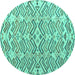 Round Abstract Turquoise Modern Rug, abs4426turq