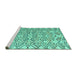 Sideview of Machine Washable Abstract Turquoise Modern Area Rugs, wshabs4426turq