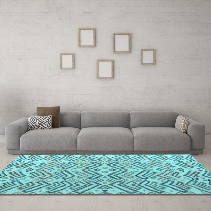 Machine Washable Abstract Light Blue Modern Rug in a Living Room, wshabs4426lblu