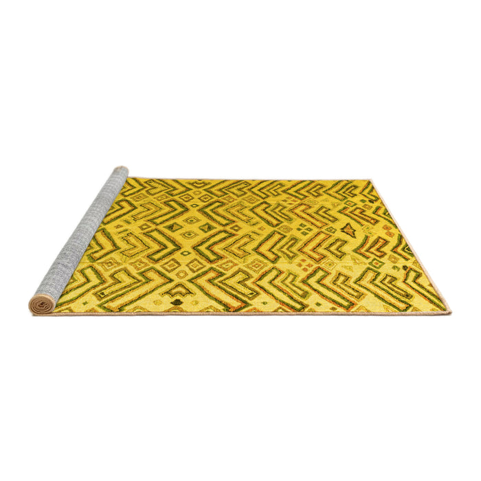 Sideview of Machine Washable Abstract Yellow Modern Rug, wshabs4426yw