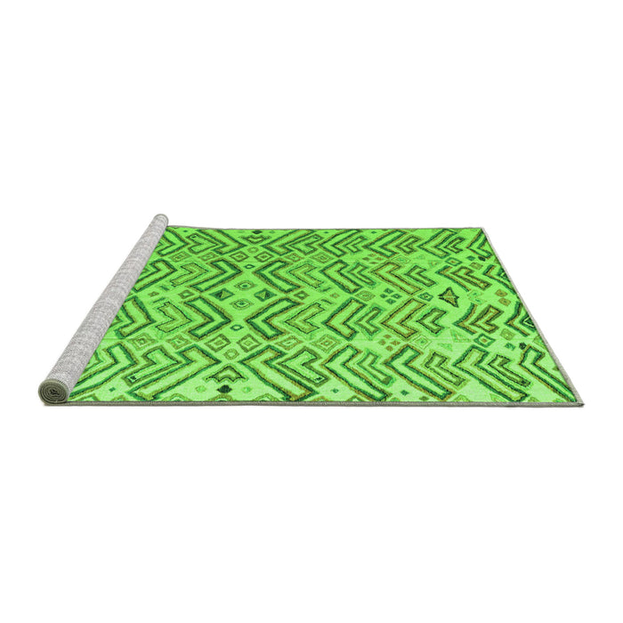 Sideview of Machine Washable Abstract Green Modern Area Rugs, wshabs4426grn