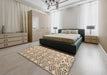 Abstract Dark Almond Brown Modern Rug in a Bedroom, abs4426