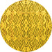 Round Abstract Yellow Modern Rug, abs4426yw