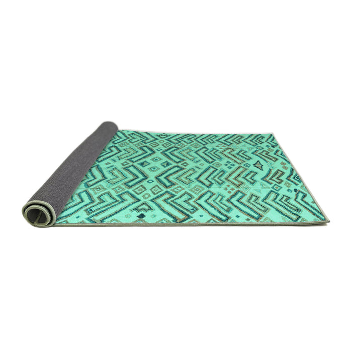 Sideview of Abstract Turquoise Modern Rug, abs4426turq