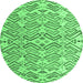 Round Abstract Emerald Green Modern Rug, abs4426emgrn