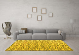 Machine Washable Abstract Yellow Modern Rug in a Living Room, wshabs4426yw