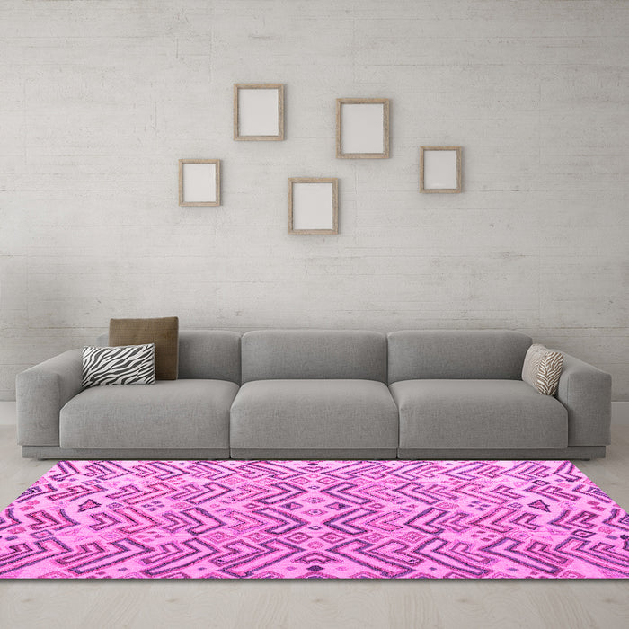 Machine Washable Abstract Pink Modern Rug in a Living Room, wshabs4426pnk