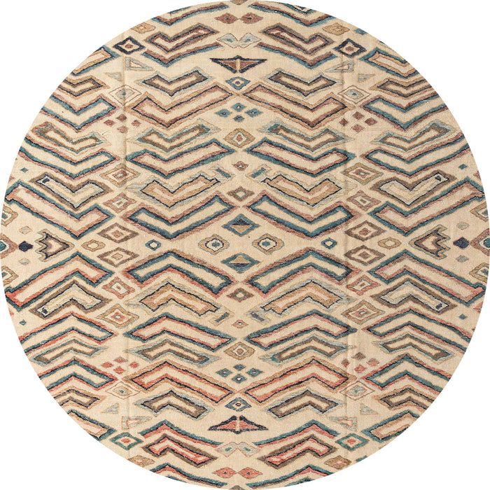 Round Machine Washable Abstract Dark Almond Brown Rug, wshabs4426
