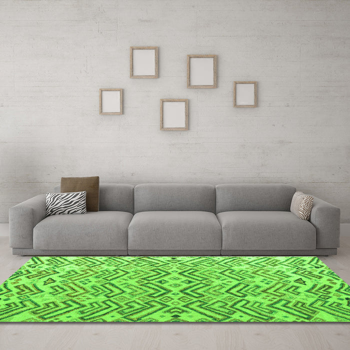 Machine Washable Abstract Green Modern Area Rugs in a Living Room,, wshabs4426grn