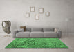 Machine Washable Abstract Emerald Green Modern Area Rugs in a Living Room,, wshabs4427emgrn