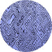 Round Abstract Blue Modern Rug, abs4427blu