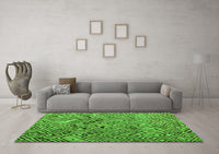 Machine Washable Abstract Green Modern Rug, wshabs4427grn