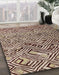 Abstract Red Brown Modern Rug in Family Room, abs4427