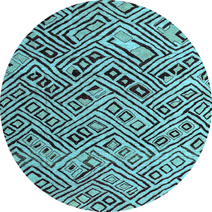 Round Machine Washable Abstract Light Blue Modern Rug, wshabs4427lblu
