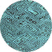 Round Machine Washable Abstract Light Blue Modern Rug, wshabs4427lblu