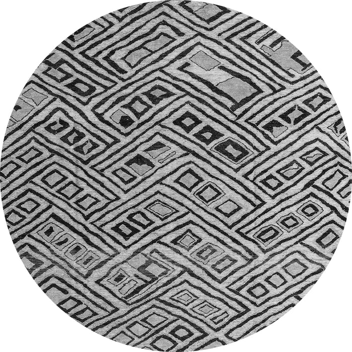 Round Abstract Gray Modern Rug, abs4427gry