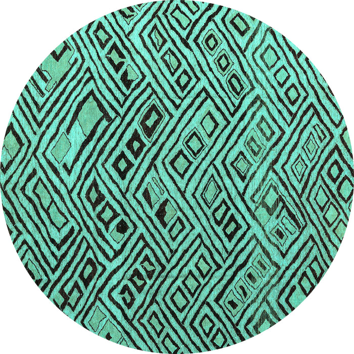 Round Abstract Turquoise Modern Rug, abs4427turq