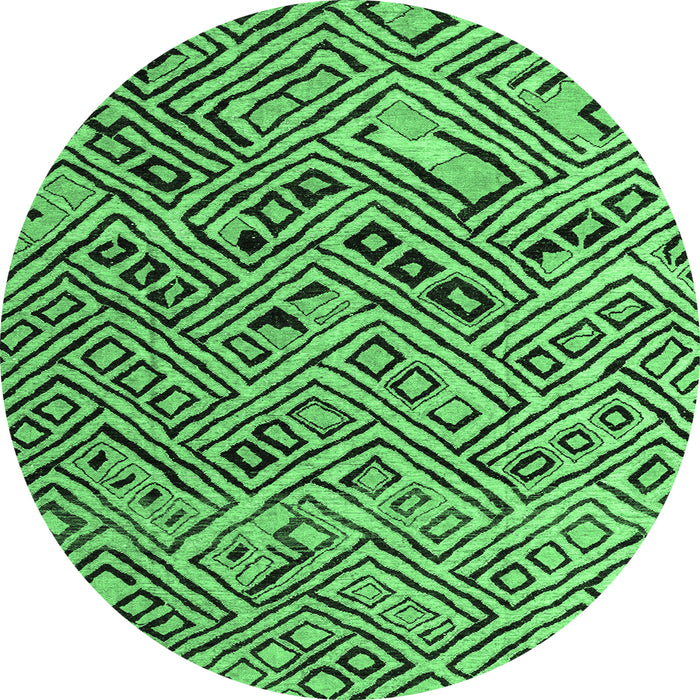 Round Abstract Emerald Green Modern Rug, abs4427emgrn