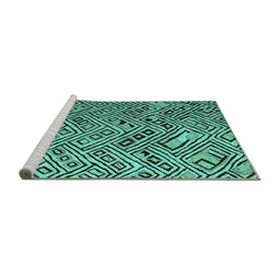 Sideview of Machine Washable Abstract Turquoise Modern Area Rugs, wshabs4427turq