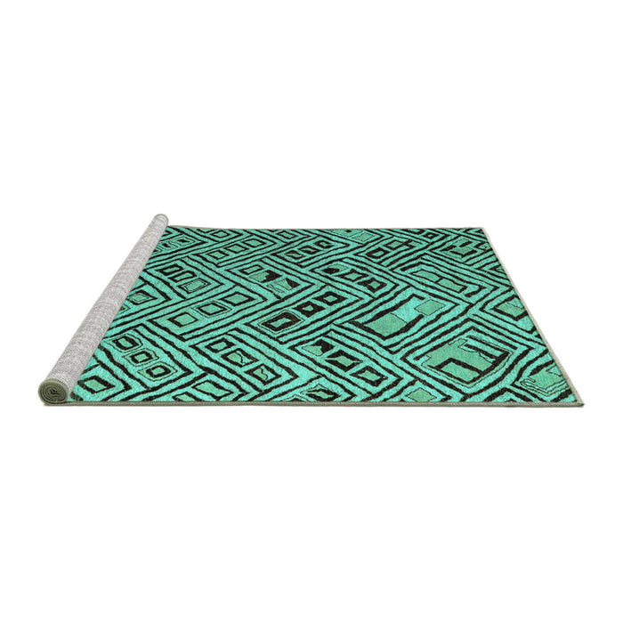 Sideview of Machine Washable Abstract Turquoise Modern Area Rugs, wshabs4427turq