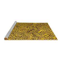 Sideview of Machine Washable Abstract Yellow Modern Rug, wshabs4427yw