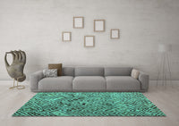 Machine Washable Abstract Turquoise Modern Rug, wshabs4427turq